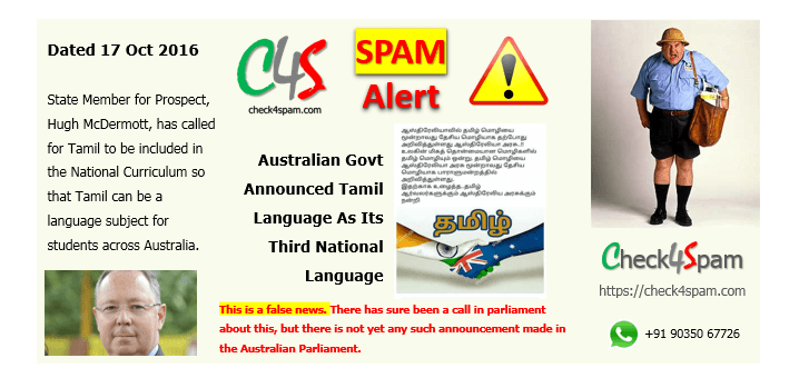 Tamil Third National Language Australia