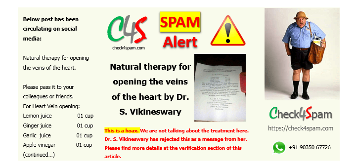 natural therapy opening heart veins dr vikineswary hoax