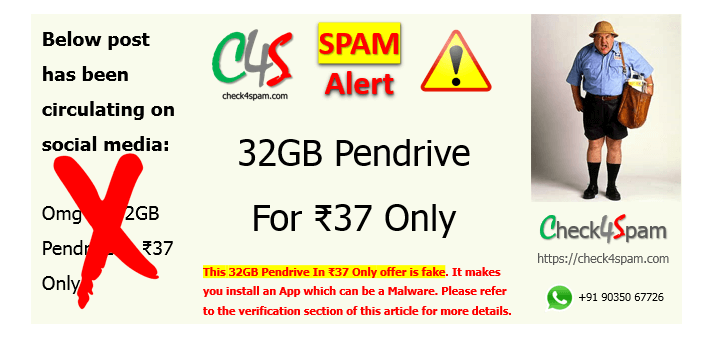 32GB Pendrive Rupees 37 spam