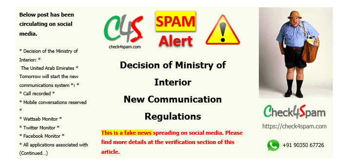 ministry interior new communication regulations spam