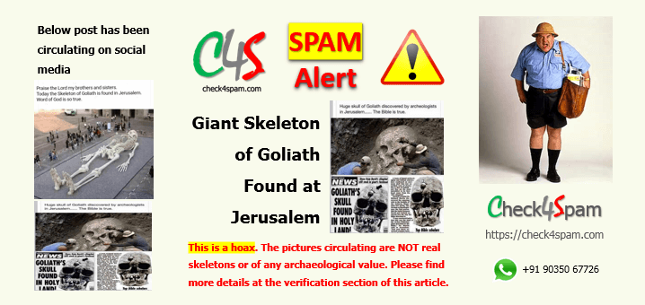 giant goliath skeleton found Jerusalem spam