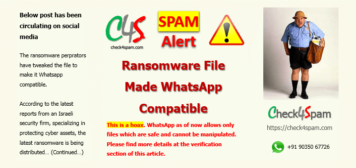 ransomware file made whatsapp compatible spam