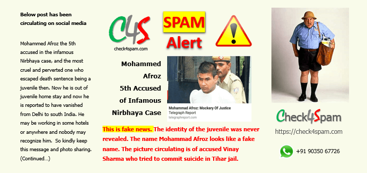 Mohammed Afroz 5th Accused Nirbhaya Case Spam