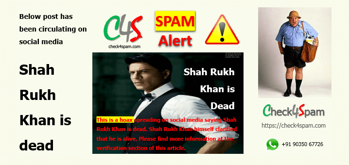Shah Rukh Khan Dead hoax
