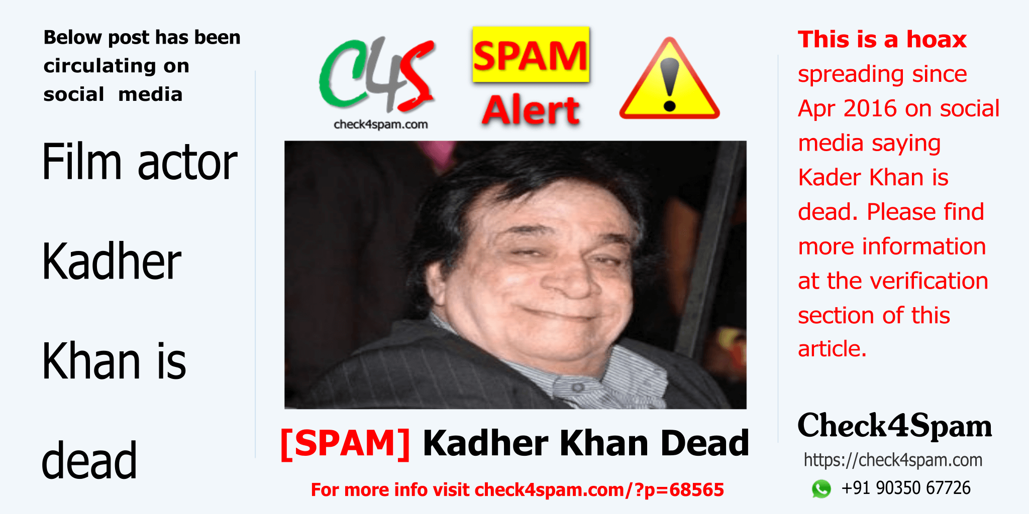 Kader Khan dead - SPAM