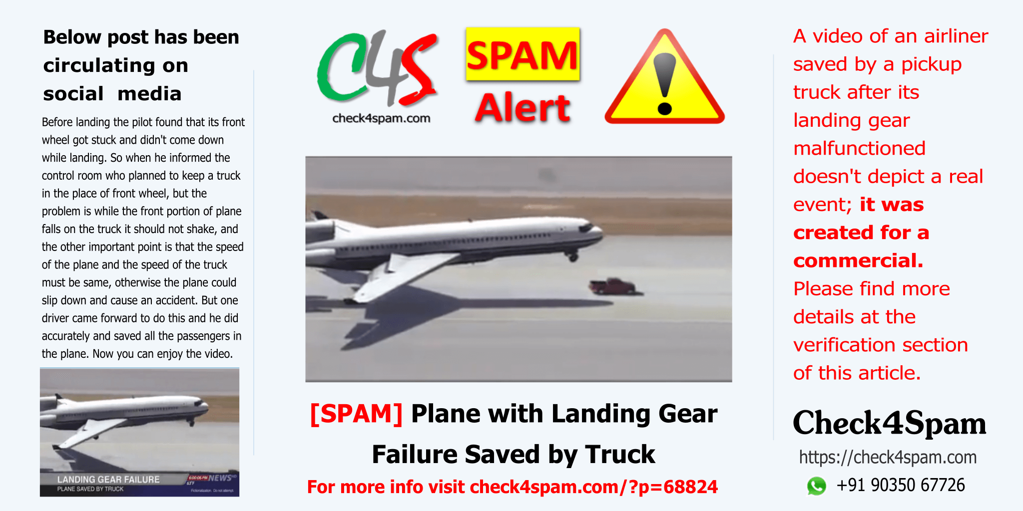 Plane Landing Gear Failure Truck Saved - SPAM