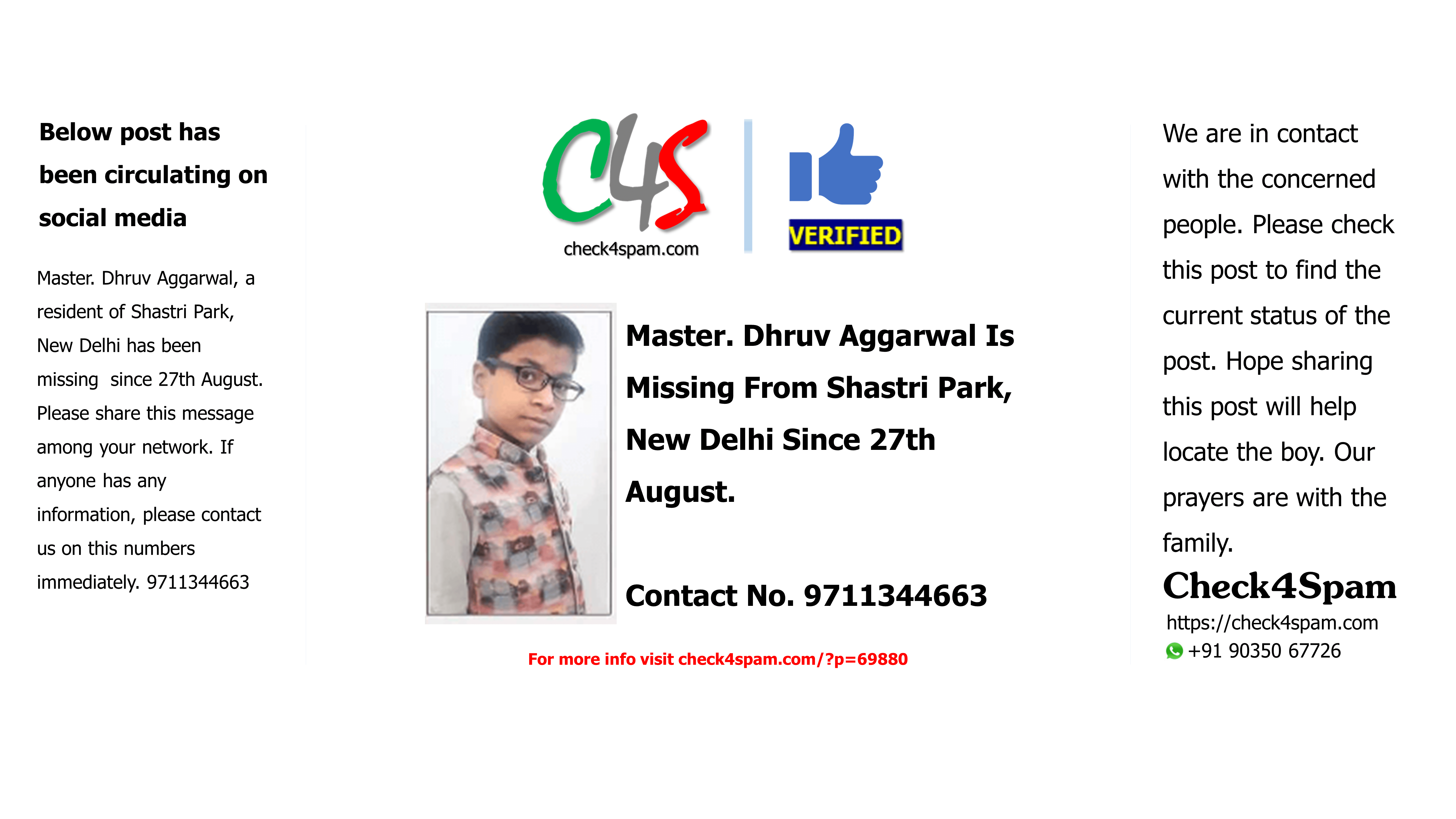 [NOT SPAM] Boy Missing From Shastri Park New Delhi