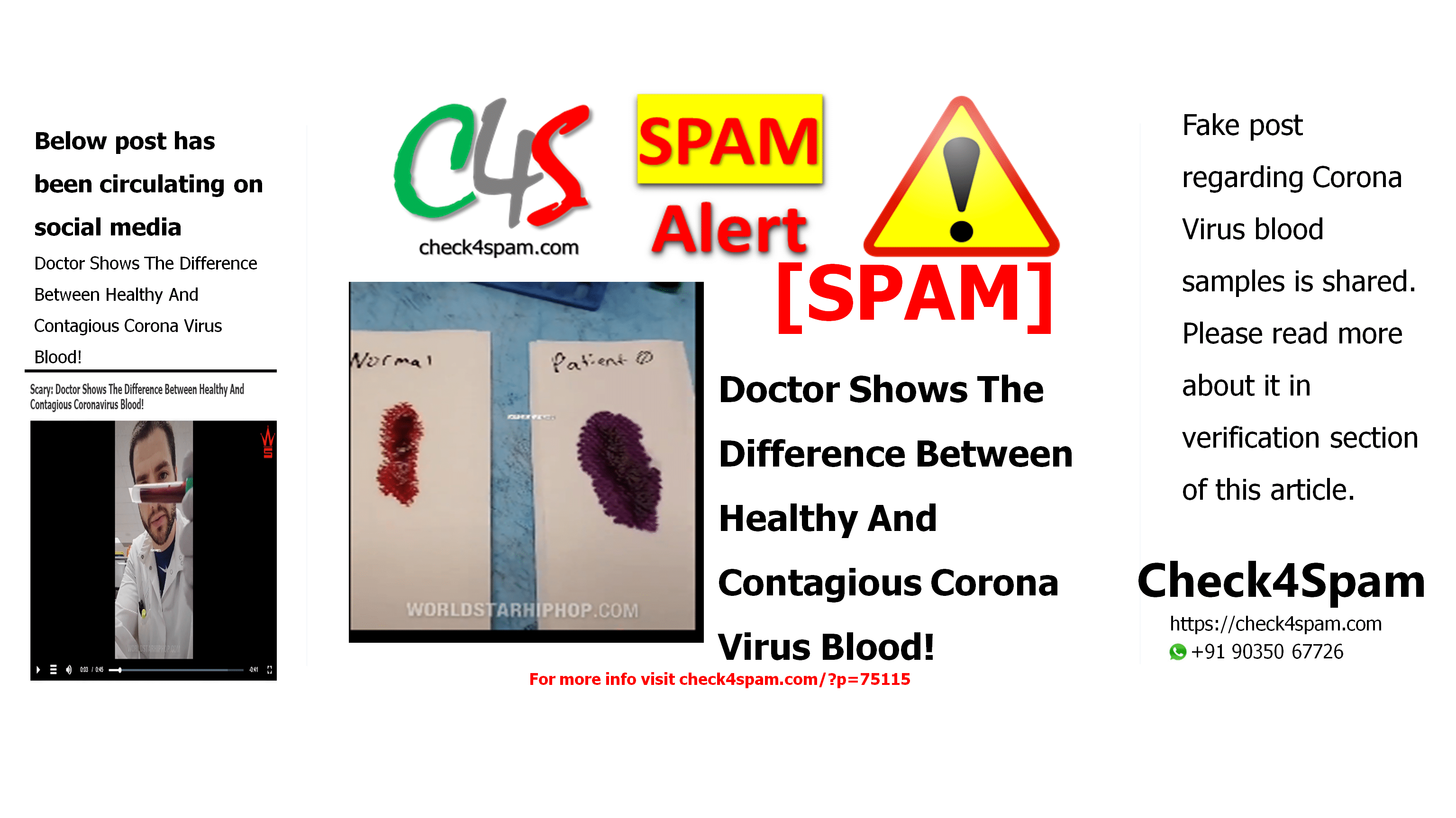 Spam Doctor Shows The Difference Between Healthy And Contagious Corona Virus Blood Check4spam