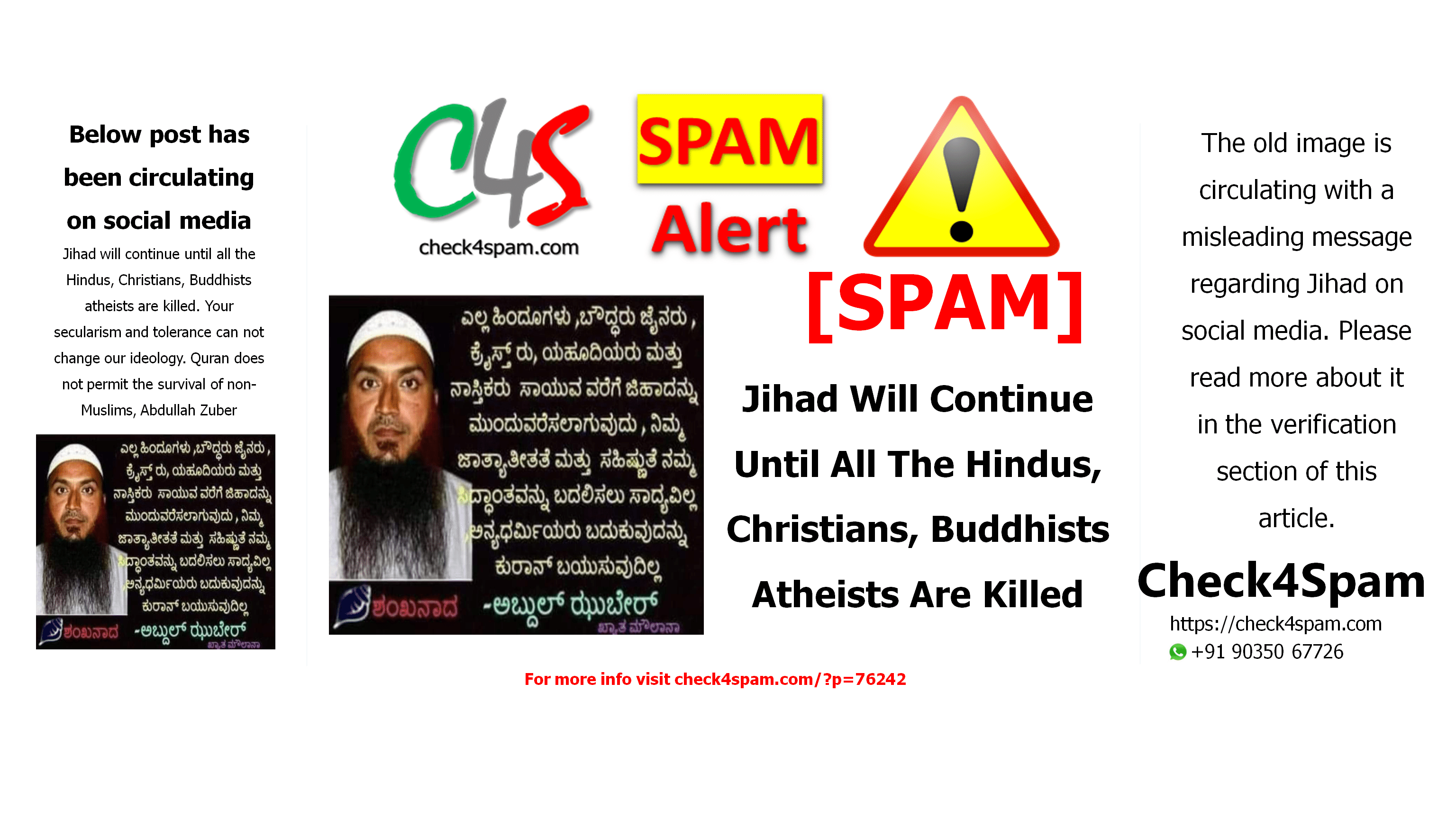 Jihad Will Continue Until All The Hindus, Christians, Buddhists Atheists Are Killed