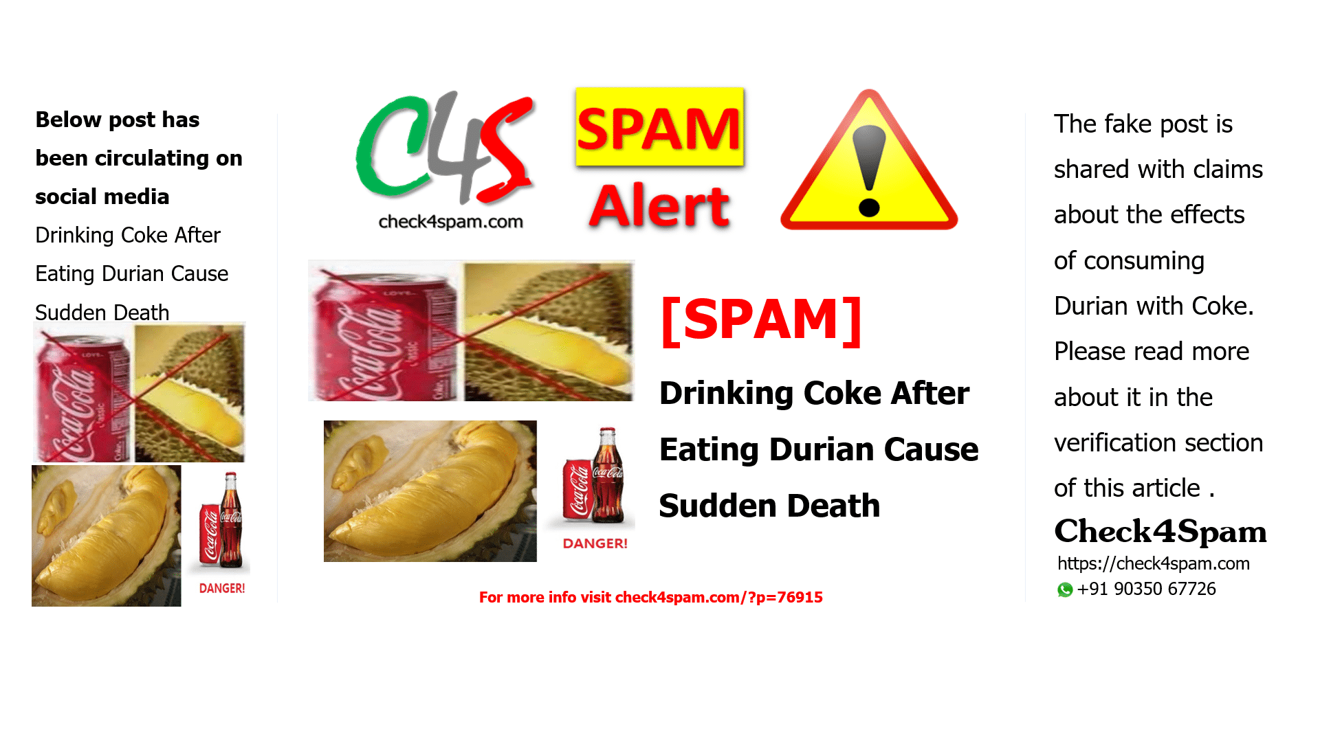 Drinking Coke After Eating Durian Cause Sudden Death