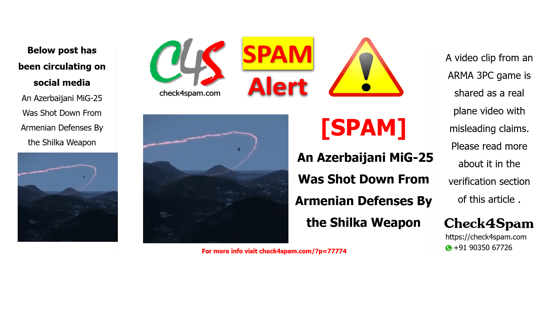 An Azerbaijani MiG-25 Was Shot Down From Armenian Defenses By the Shilka Weapon