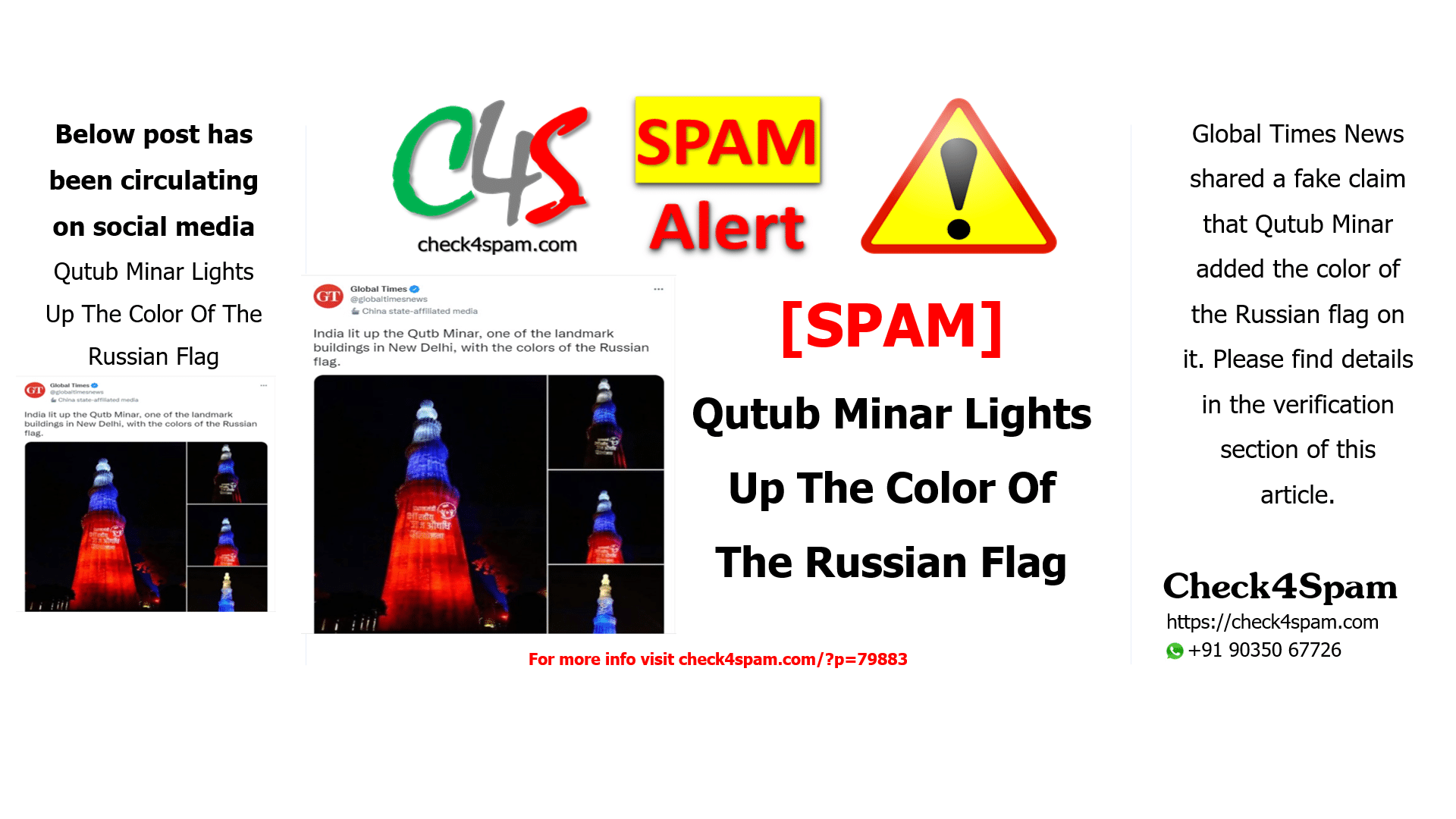 Qutub Minar Lights Up The Color Of The Russian Flag